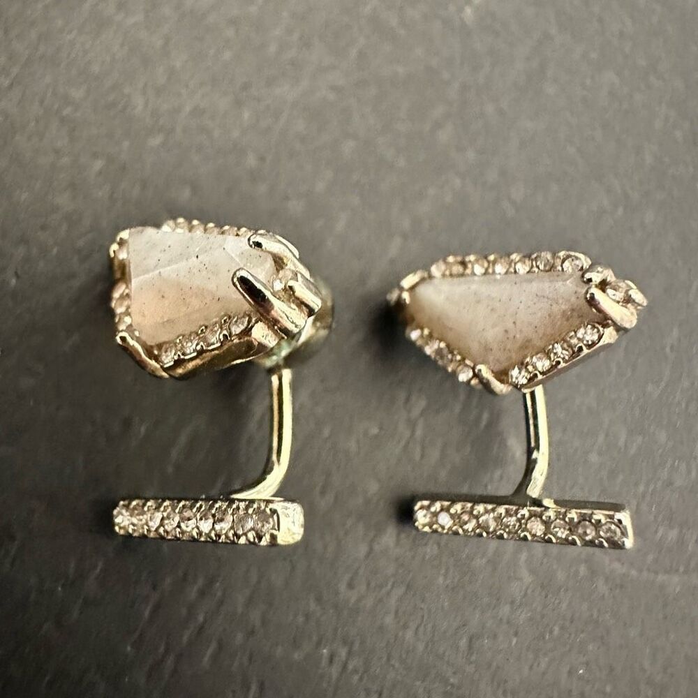 BaubleBar Rhinestone Embellished Geometric Stud Ear Jacket Earrings Gold-tone OS